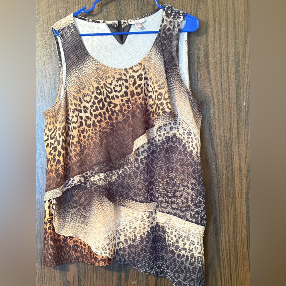 Roz & Ali Animal Print Sleeveless Blouse